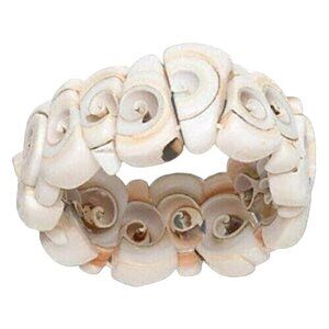 Chunky Red Lip Shell Funky Carved Stretch Bracelet